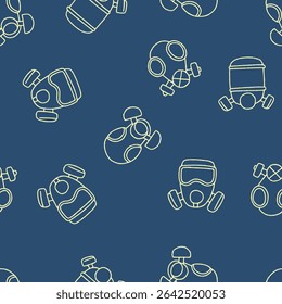 Outline Gas Mask Vector Seamless Pattern Background for Surface Print Fabric Fashion Wrapping