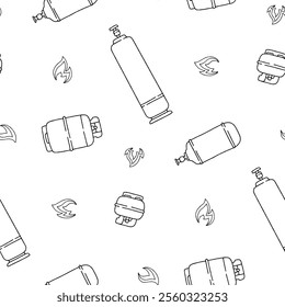 Outline Gas Tank Flame Vector Seamless Pattern illustration for Print, Wallpaper, Decoration.