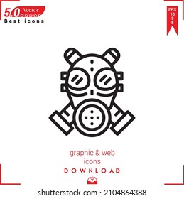 Outline gas-mask Icon. gas-mask icon vector isolated on white background. Graphic design, material-design, Best sellers 2022 icons, mobile application, UI UX design, EPS 10 format vector