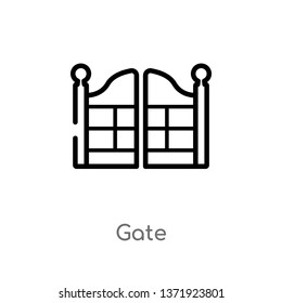 outline gate vector icon. isolated black simple line element illustration from city elements concept. editable vector stroke gate icon on white background