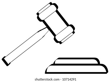 outline of gavel - hammer of judge or auctioneer - vector