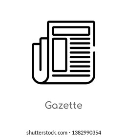 outline gazette vector icon. isolated black simple line element illustration from marketing concept. editable vector stroke gazette icon on white background