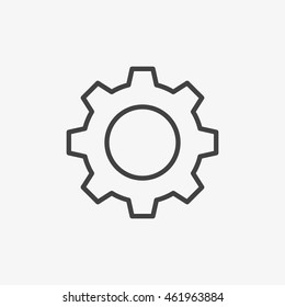 Outline gear icon isolated on white background. Settings button. Line engineering symbol for website design, mobile application, ui. Vector illustration, eps10.