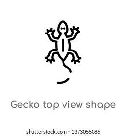 outline gecko top view shape vector icon. isolated black simple line element illustration from culture concept. editable vector stroke gecko top view shape icon on white background