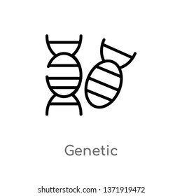outline genetic vector icon. isolated black simple line element illustration from chemistry concept. editable vector stroke genetic icon on white background