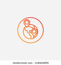 Outline geo targetting icon.gradient illustration,vector earth sign symbol