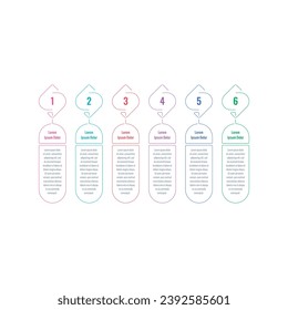outline, geometric infographic template. six options infographic template. book, education, business, internet, annual report, magazine infographic template