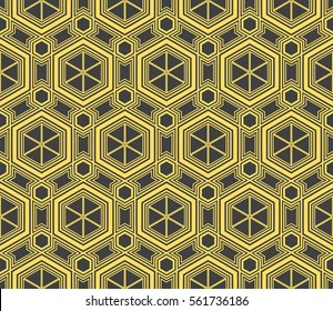 Outline geometric patterns laid out on the hexagonal pattern of creating seamless vector illustrations. For the textile industry, interior design, graphic arts