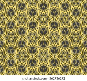 Outline geometric patterns laid out on the hexagonal pattern of creating seamless vector illustrations. For the textile industry, interior design, graphic arts