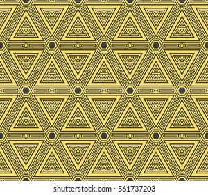 Outline geometric patterns laid out on the hexagonal pattern of creating seamless vector illustrations. For the textile industry, interior design, graphic arts