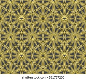 Outline geometric patterns laid out on the hexagonal pattern of creating seamless vector illustrations. For the textile industry, interior design, graphic arts