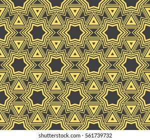 Outline geometric patterns laid out on the hexagonal pattern of creating seamless vector illustrations. For the textile industry, interior design, graphic arts