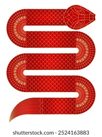 Contorno geométrico Serpiente. Símbolo del año nuevo chino 2025. Abstractas diseño de forma de lujo moderno. Ilustración vectorial de patrón de línea. Plantilla para la tarjeta de felicitación, Anuncio, cartel.