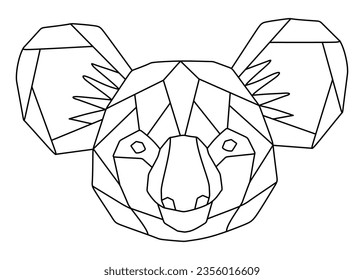 Outline Geometry Koala Vektorgrafik. Contour-Zeichnung Tier einzeln auf weißem Hintergrund. Fauna-Vorlage, Tierfirma speichern. Line Art Design für Poster, Banner, Platzierung, Druck. 