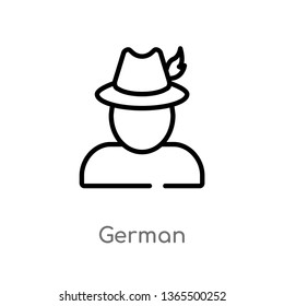 outline german vector icon. isolated black simple line element illustration from miscellaneous concept. editable vector stroke german icon on white background