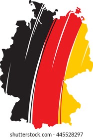 Outline of Germany painted with rough marker lines in the national colors