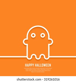 Outline ghost. Minimal abstract Halloween background. Vector illustration. 