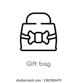 outline gift bag vector icon. isolated black simple line element illustration from luxury concept. editable vector stroke gift bag icon on white background