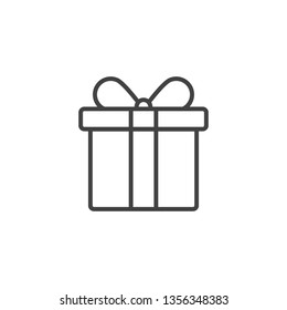Outline Gift Box Icon,linear Style Pictogram,present Symbol Isolated On White Background.