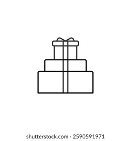 Outline gift boxes wrapped in vibrant shades, against a clean white background, symbolizing celebration, holidays, or festive giving occasions.