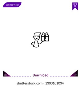 Outline gift icon isolated on white background. Line pictogram. Graphic design, mobile application. Editable stroke. EPS10 format vector illustration