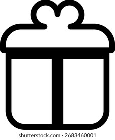 Outline gift icon, simple present box symbol for celebration or rewards