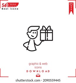 Outline gift Icon. gift icon vector isolated on white background. Graphic design, material-design, Best sellers icons, mobile application, UI UX design, EPS 10 format vector