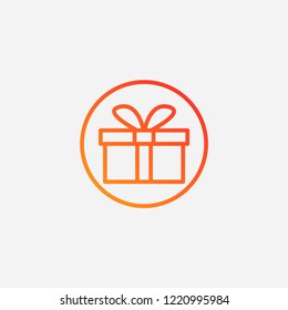 Outline gift icon,gradient illustration,vector surprise sign symbol