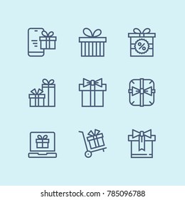 Outline Gift, present, surprise vector simple outline icons for web and mobile design pack 3