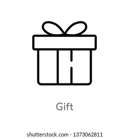 outline gift vector icon. isolated black simple line element illustration from delivery and logistic concept. editable vector stroke gift icon on white background