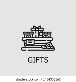 Outline gifts vector icon. Gifts illustration for web, mobile apps, design. Gifts vector symbol.