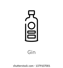 outline gin vector icon. isolated black simple line element illustration from gastronomy concept. editable vector stroke gin icon on white background
