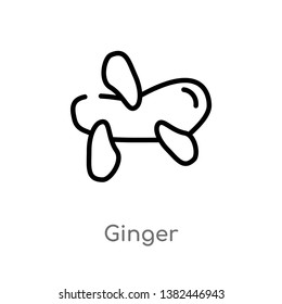 outline ginger vector icon. isolated black simple line element illustration from fruits concept. editable vector stroke ginger icon on white background