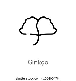 outline ginkgo vector icon. isolated black simple line element illustration from nature concept. editable vector stroke ginkgo icon on white background