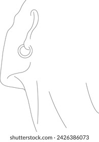 the outline of the girl`s face with the earring