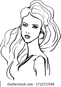 contorno de la cara de una niña en un vector
