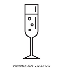 Outline Glass Of Sparkling Wine. Geometrical Icon Illustration 