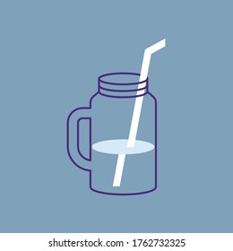 Outline Glass of Water Icon. Cold beverage symbol, healthy drink logo isolated. Flat Art Vector Illustration