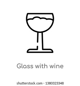 outline glass with wine vector icon. isolated black simple line element illustration from drinks concept. editable vector stroke glass with wine icon on white background
