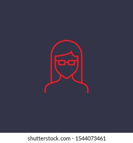 Outline glasses girl  icon.glasses girl  vector illustration. Symbol for web and mobile