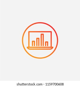 Outline global analytics icon,gradient illustration,vector digital sign symbol