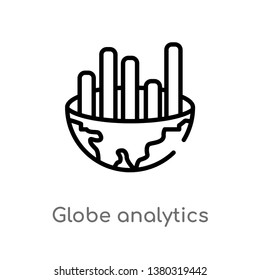 outline globe analytics vector icon. isolated black simple line element illustration from business concept. editable vector stroke globe analytics icon on white background