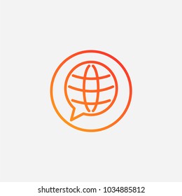 Outline globe chat icon.gradient illustration isolated vector sign symbol