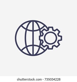 Outline globe gear  icon illustration vector symbol