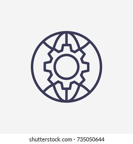 Outline Outline globe gear icon illustration vector symbol