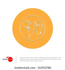 Outline Globe Icon, Vector Illustration, Flat pictogram icon