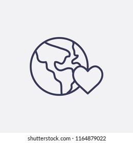 Outline globe love icon illustration,vector map sign symbol