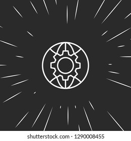Outline globe setting icon illustration isolated vector sign symbol