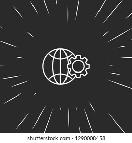 Outline globe setting icon illustration isolated vector sign symbol
