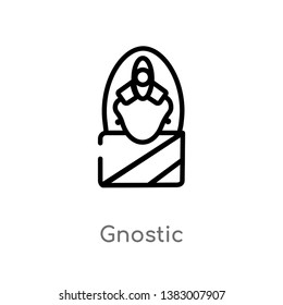 outline gnostic vector icon. isolated black simple line element illustration from india concept. editable vector stroke gnostic icon on white background